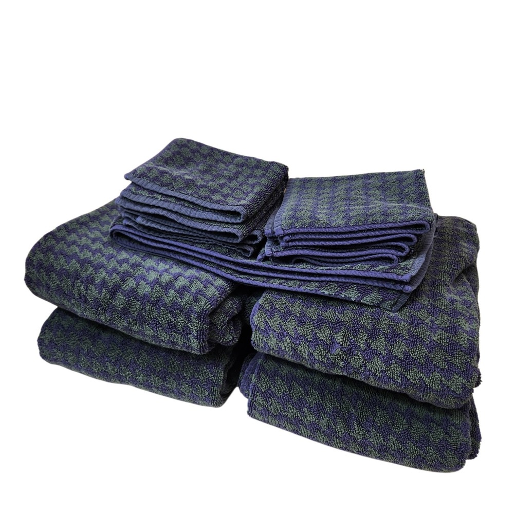 Vintage Ralph Lauren Houndstooth Set 9 Towels USA W/Tags Face Bath Floor Mat ***